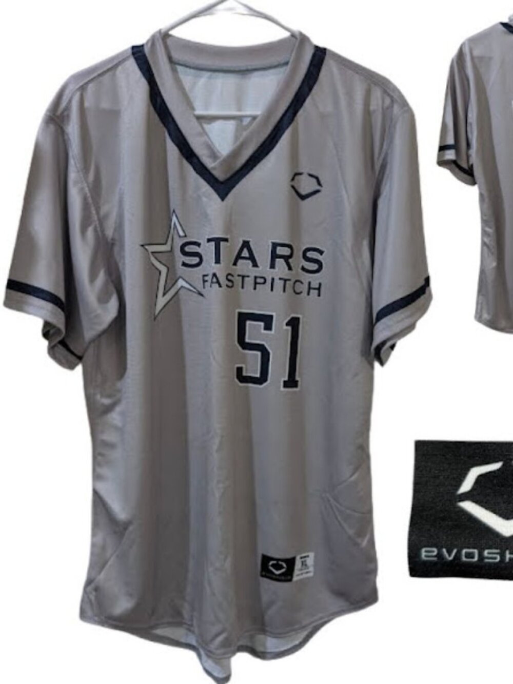 Evoshield Stars Fastpitch Softball Jersey #51 Gray | Women’s XL Athletic Top